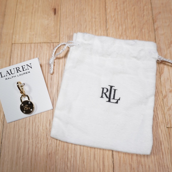 Lauren Ralph Lauren RLL Padlock Charm Gold Tone Crystal OS Brand New - Picture 3 of 3